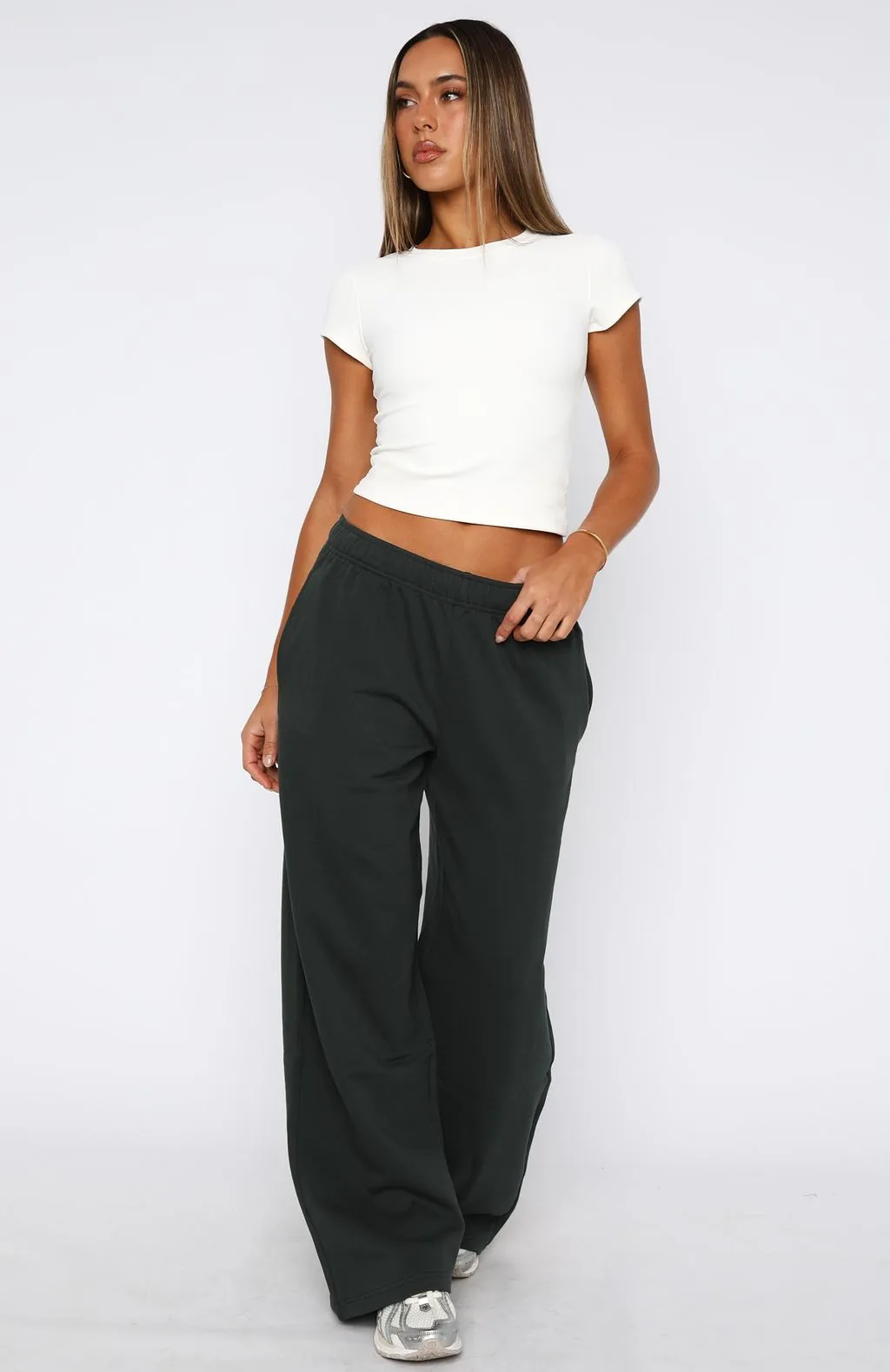Give It A Rest Wide Leg Sweatpants Forest Green sold by White Fox Boutique product image thumbnail 2