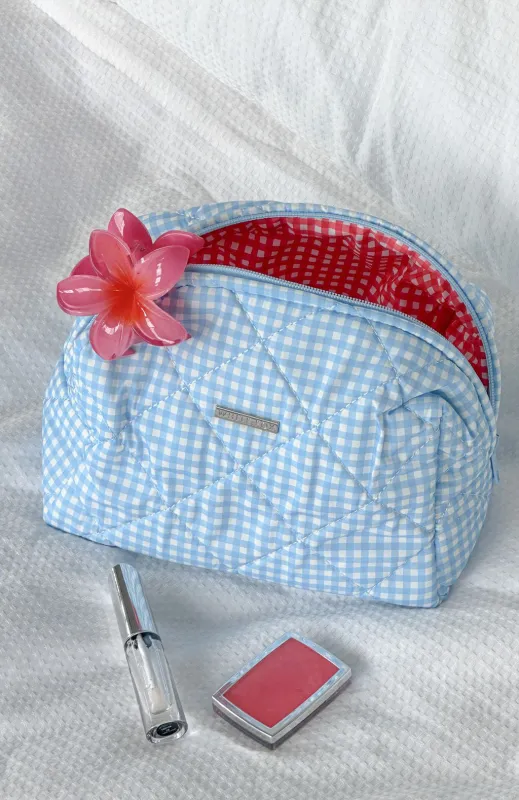 Getting Ready Cosmetic Bag Blue Gingham sold by White Fox Boutique