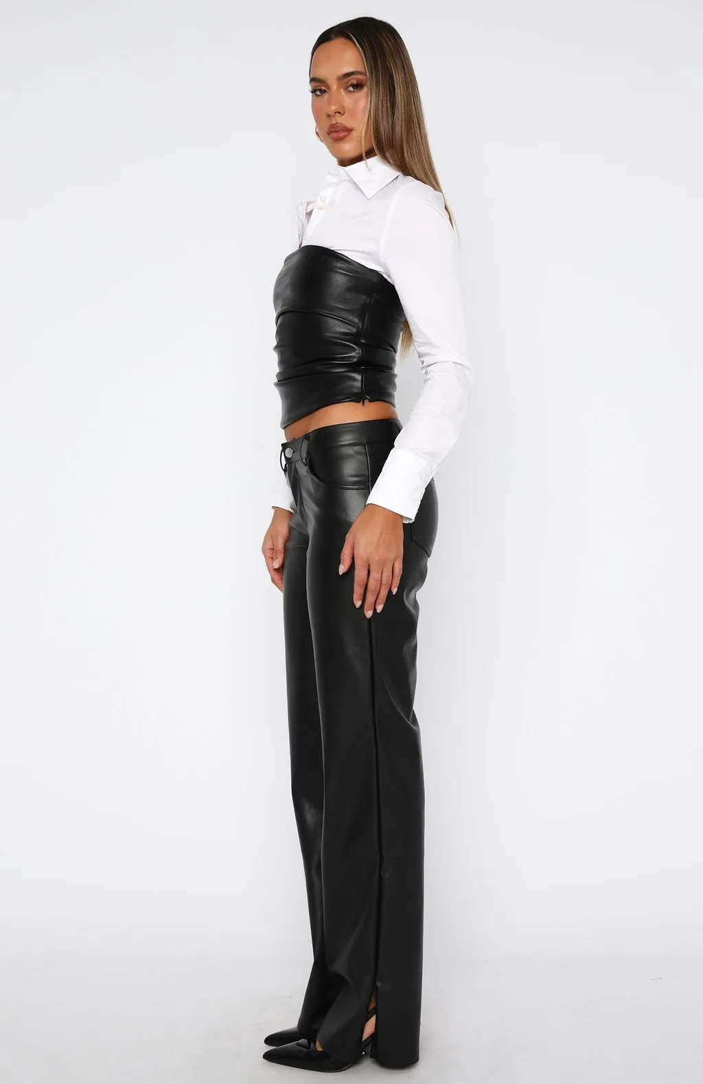 Hopeful For Today PU Pants Black sold by White Fox Boutique product image thumbnail 3