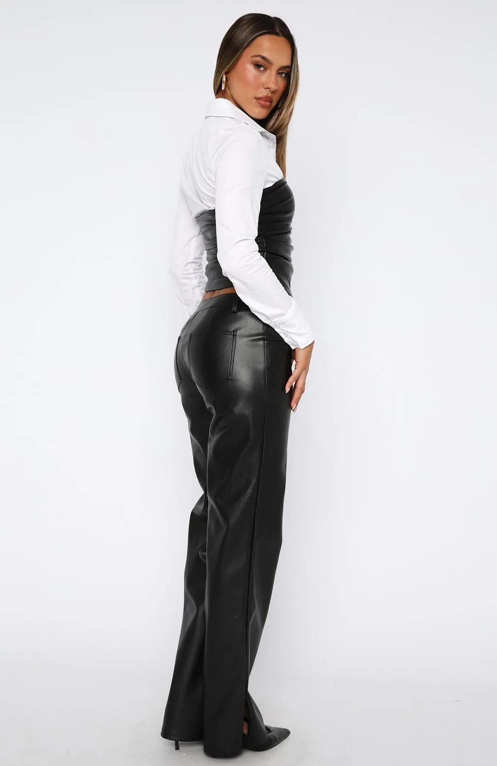 Hopeful For Today PU Pants Black sold by White Fox Boutique product image thumbnail 4