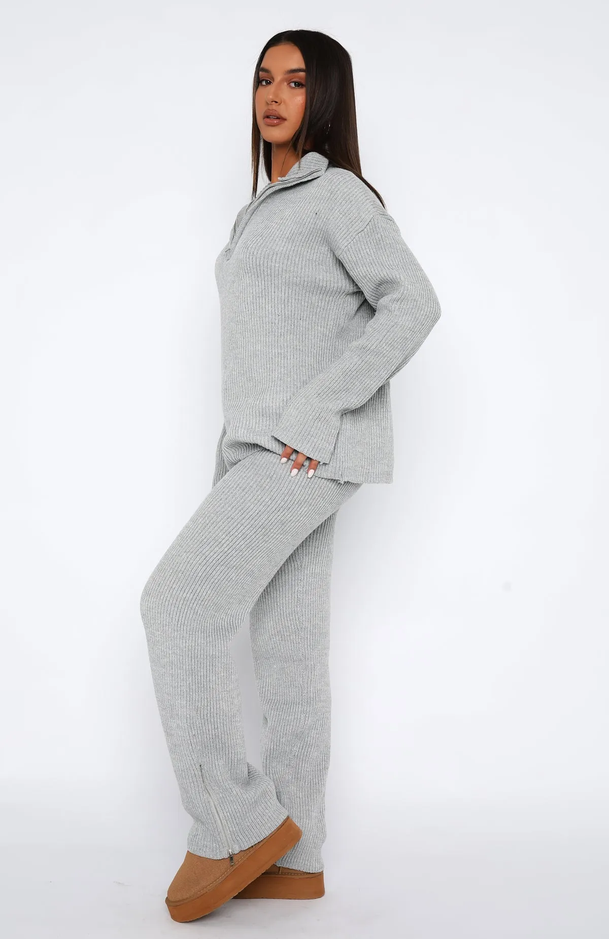 Let's Get Cosy Knit Pants Grey Marle sold by White Fox Boutique product image thumbnail 3
