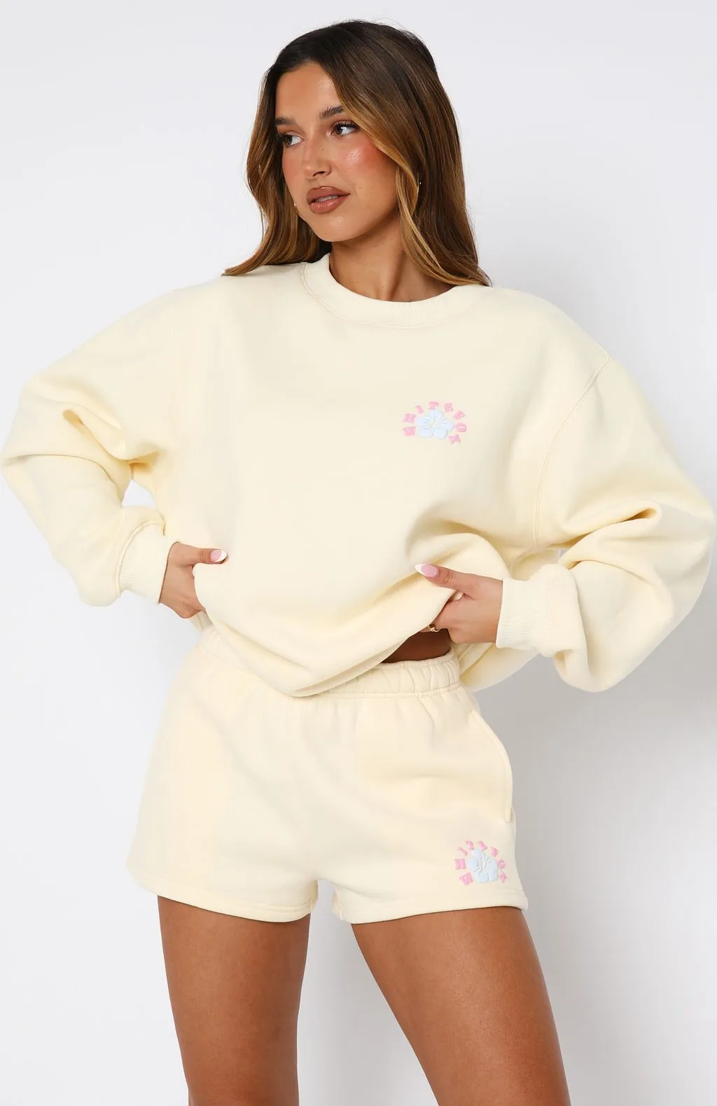 Keep Blooming Lounge Shorts Lemon sold by White Fox Boutique product image thumbnail 2