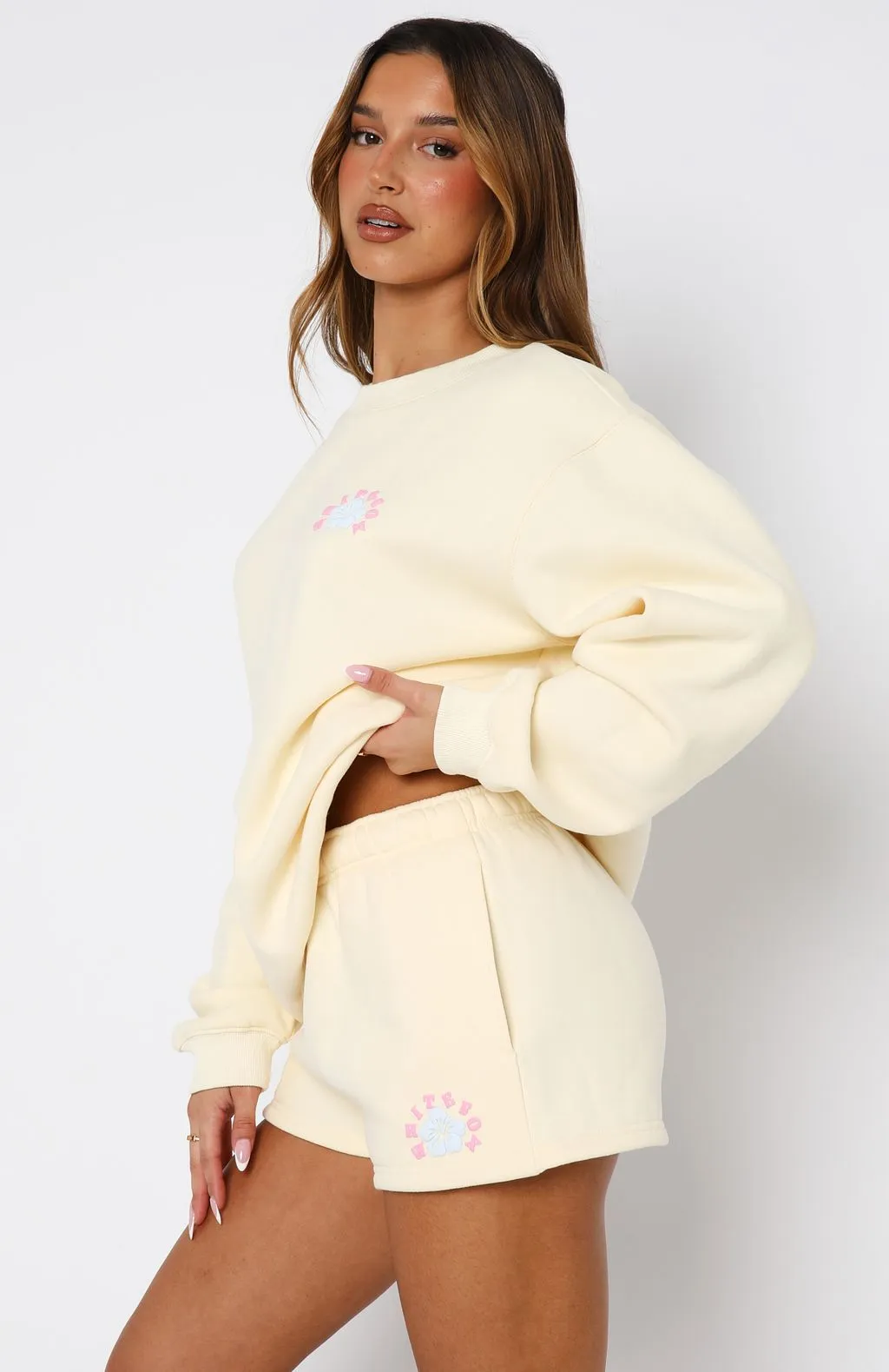 Keep Blooming Lounge Shorts Lemon sold by White Fox Boutique product image thumbnail 3