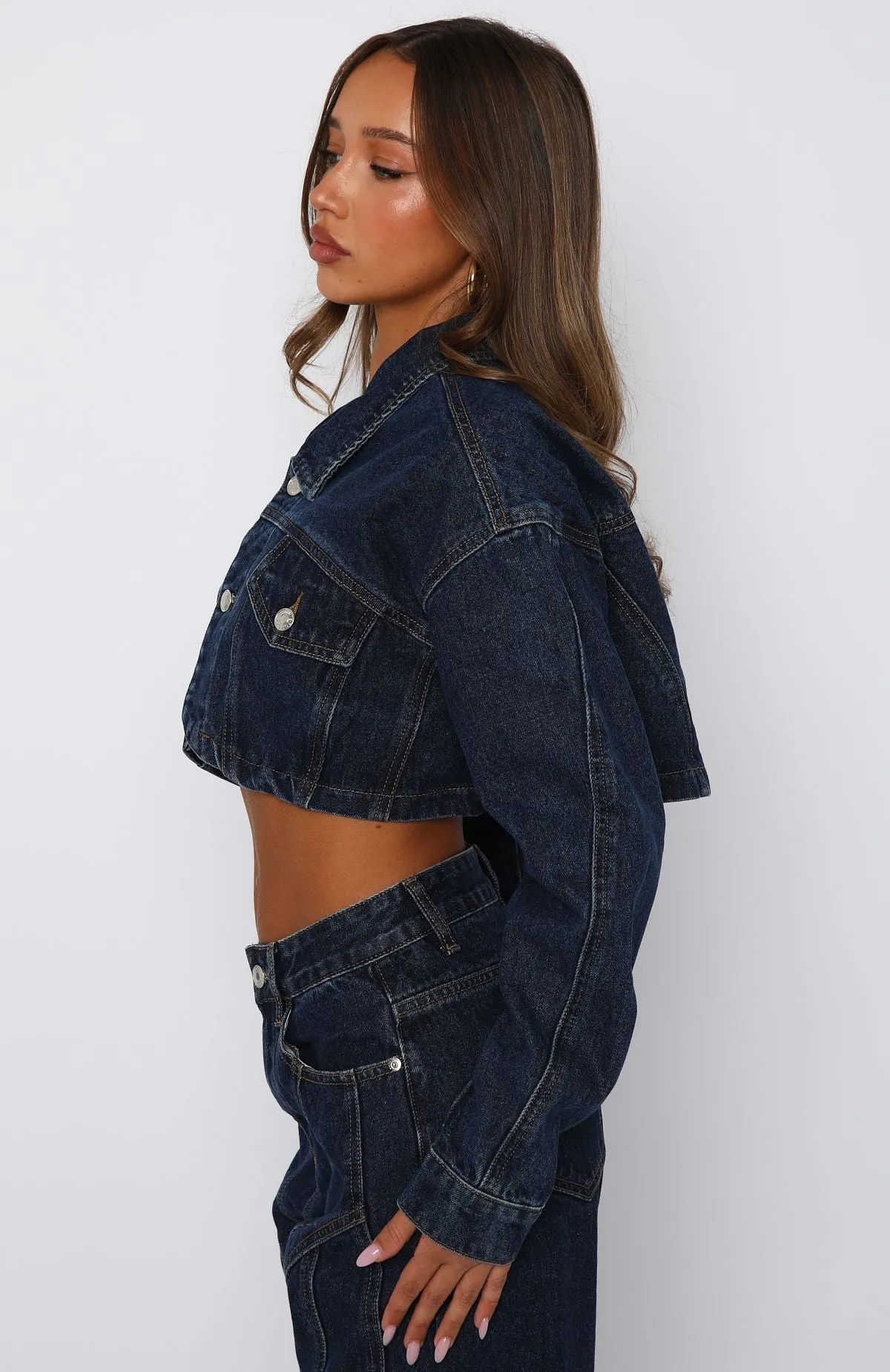 Love You Again Denim Jacket Dark Blue sold by White Fox Boutique product image thumbnail 3