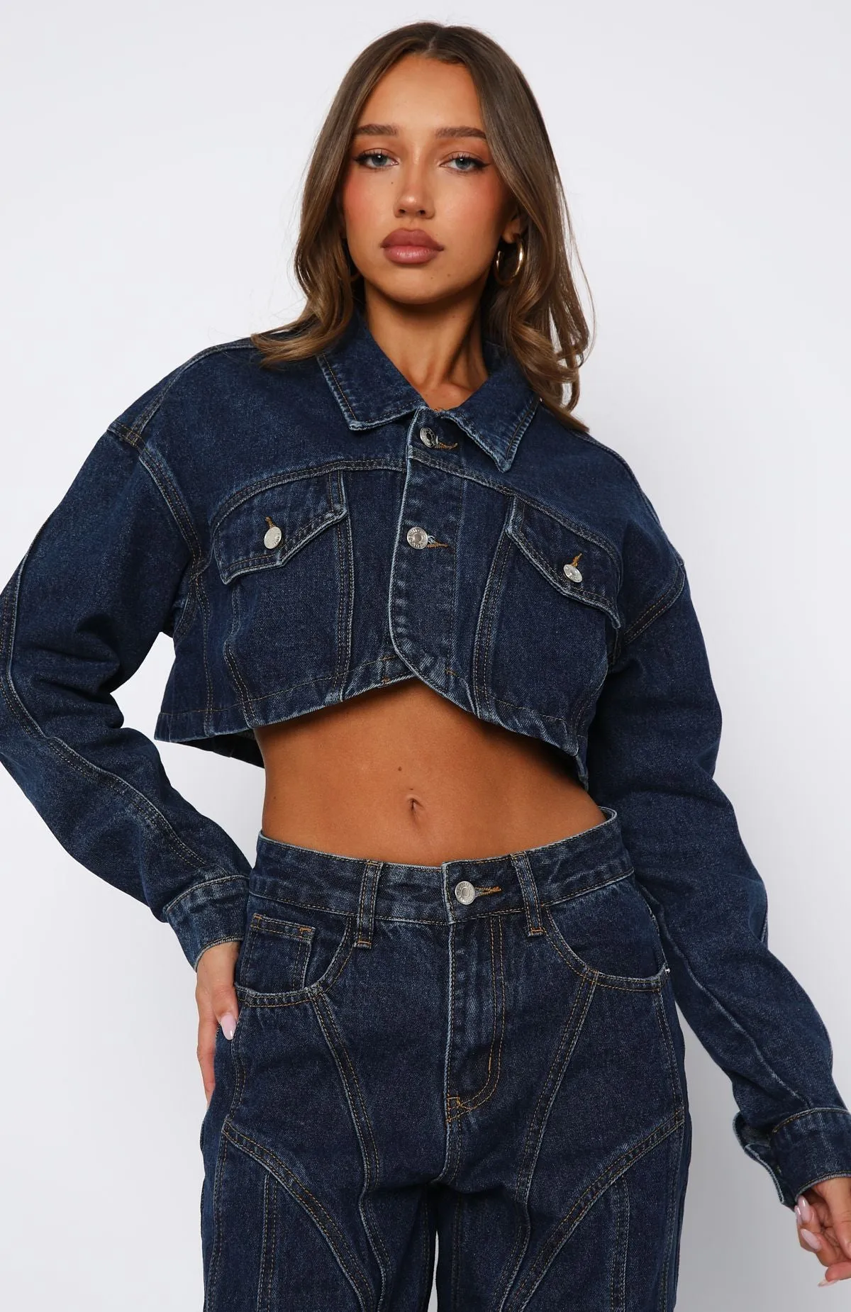 Love You Again Denim Jacket Dark Blue sold by White Fox Boutique product image thumbnail 2