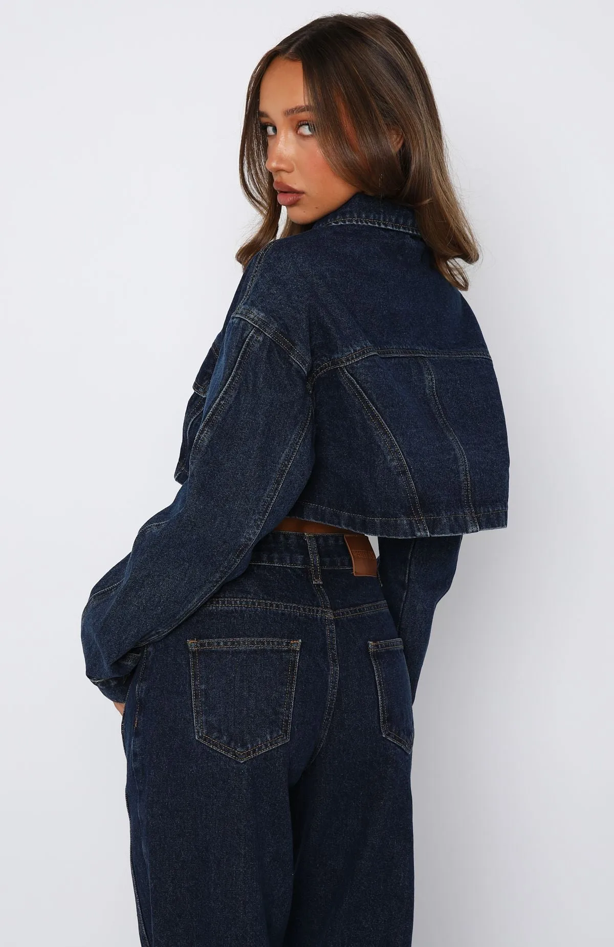 Love You Again Denim Jacket Dark Blue sold by White Fox Boutique product image thumbnail 4