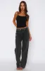 Bethany Mid Rise Straight Leg Jeans Black Acid sold by White Fox Boutique