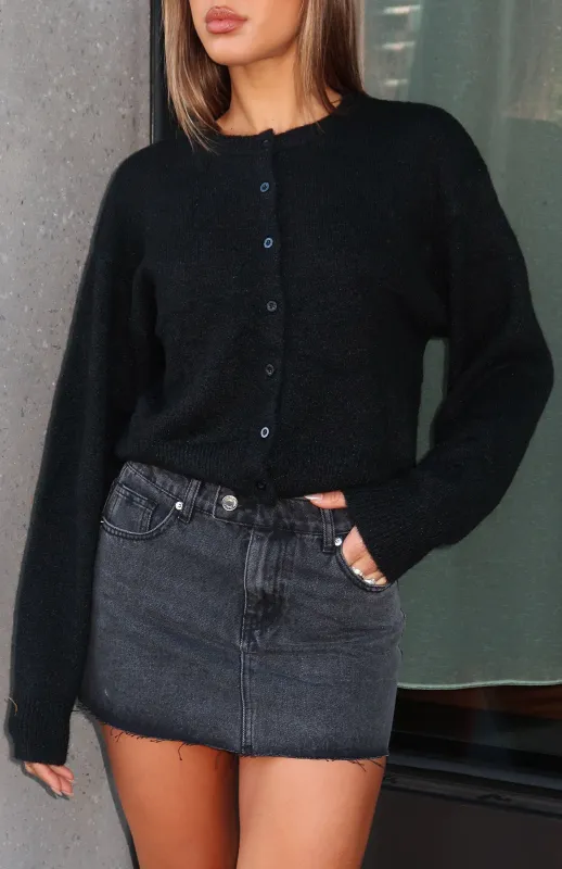 Bethany Denim Mini Skirt Black Acid sold by White Fox Boutique