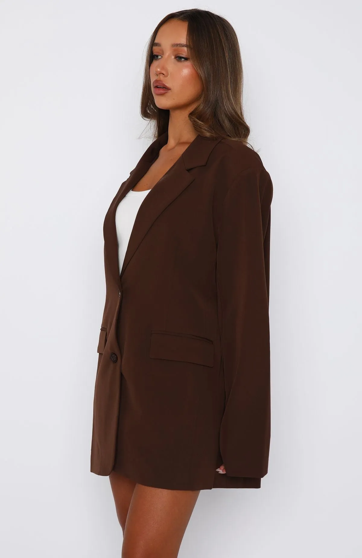 Catch Me Now Oversized Blazer Chocolate sold by White Fox Boutique product image thumbnail 3