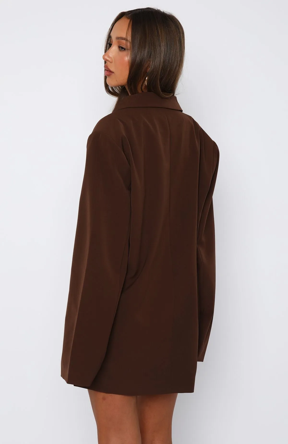 Catch Me Now Oversized Blazer Chocolate sold by White Fox Boutique product image thumbnail 4