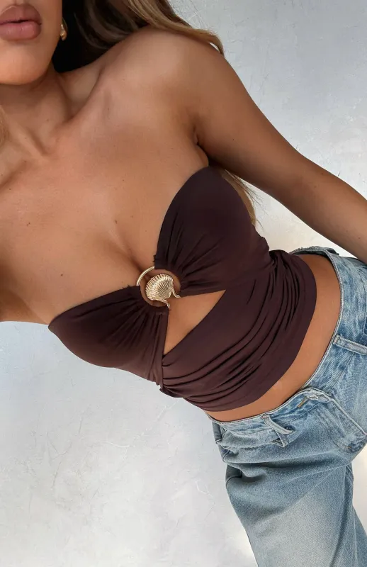 Never Bothered Strapless Top Chocolate sold by White Fox Boutique