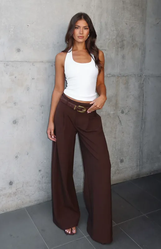 It's Now Or Never Pants Chocolate sold by White Fox Boutique