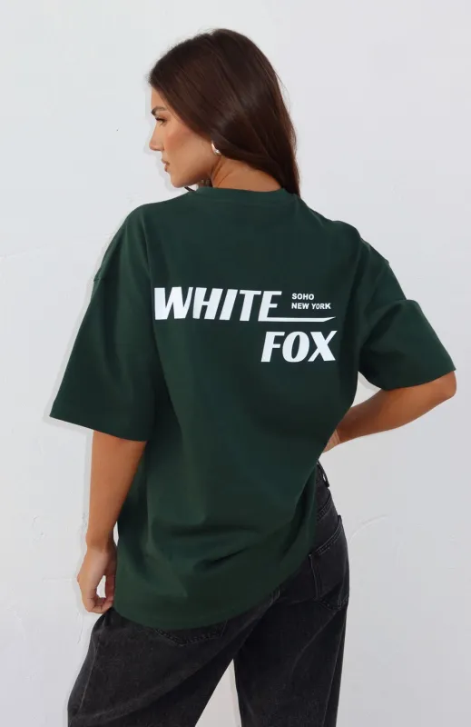 New York Archives Oversized Tee Forest Green sold by White Fox Boutique