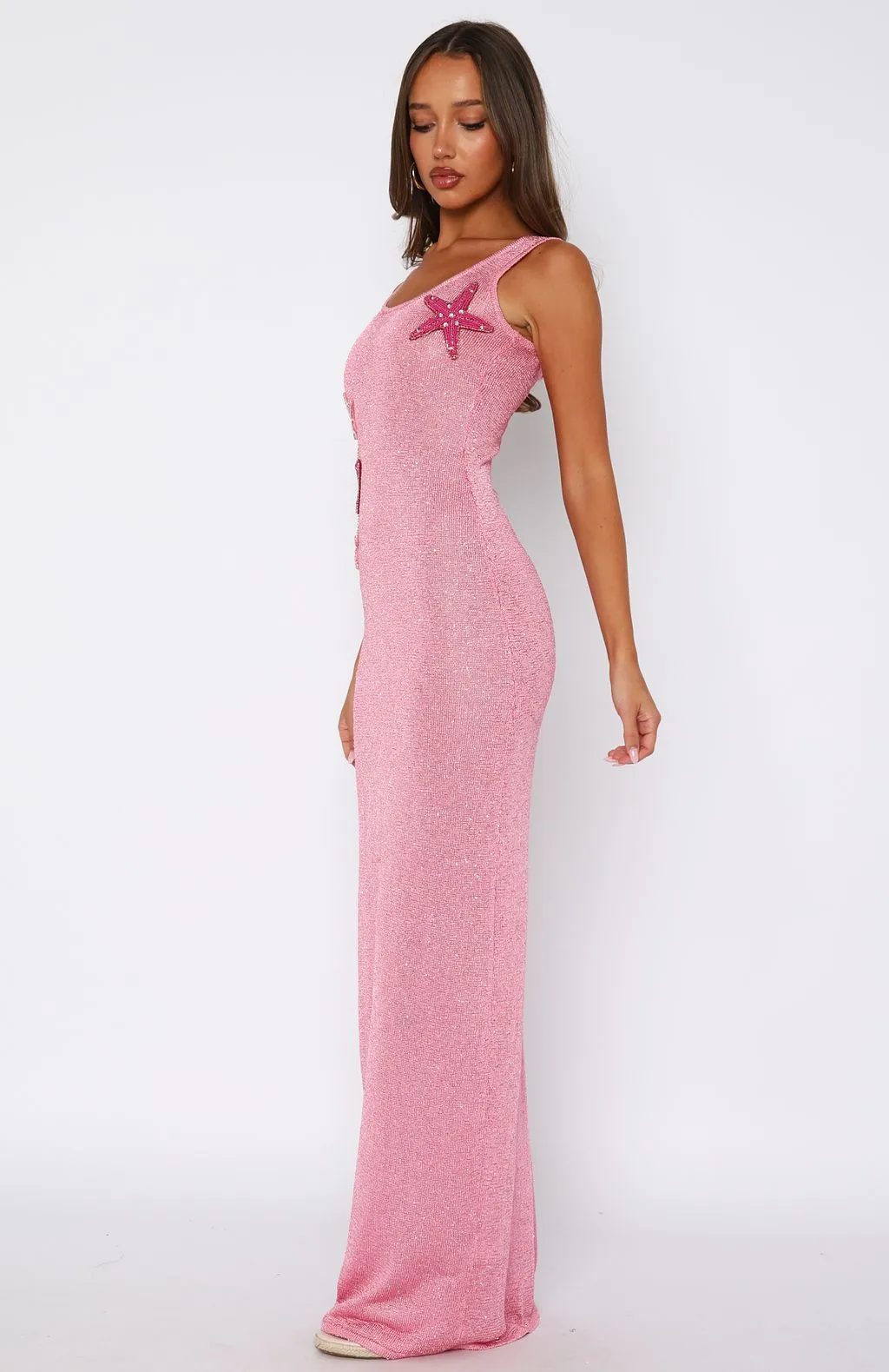 Marine Mist Sequin Knit Maxi Dress Pink sold by White Fox Boutique product image thumbnail 3