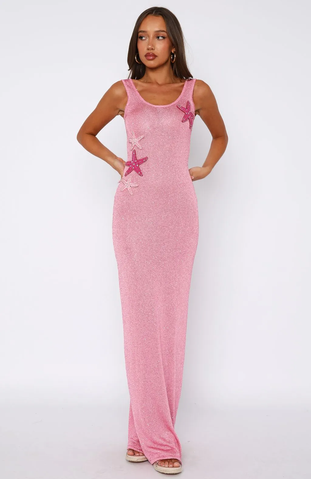 Marine Mist Sequin Knit Maxi Dress Pink sold by White Fox Boutique product image thumbnail 2