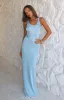 Marine Mist Sequin Knit Maxi Dress Blue sold by White Fox Boutique