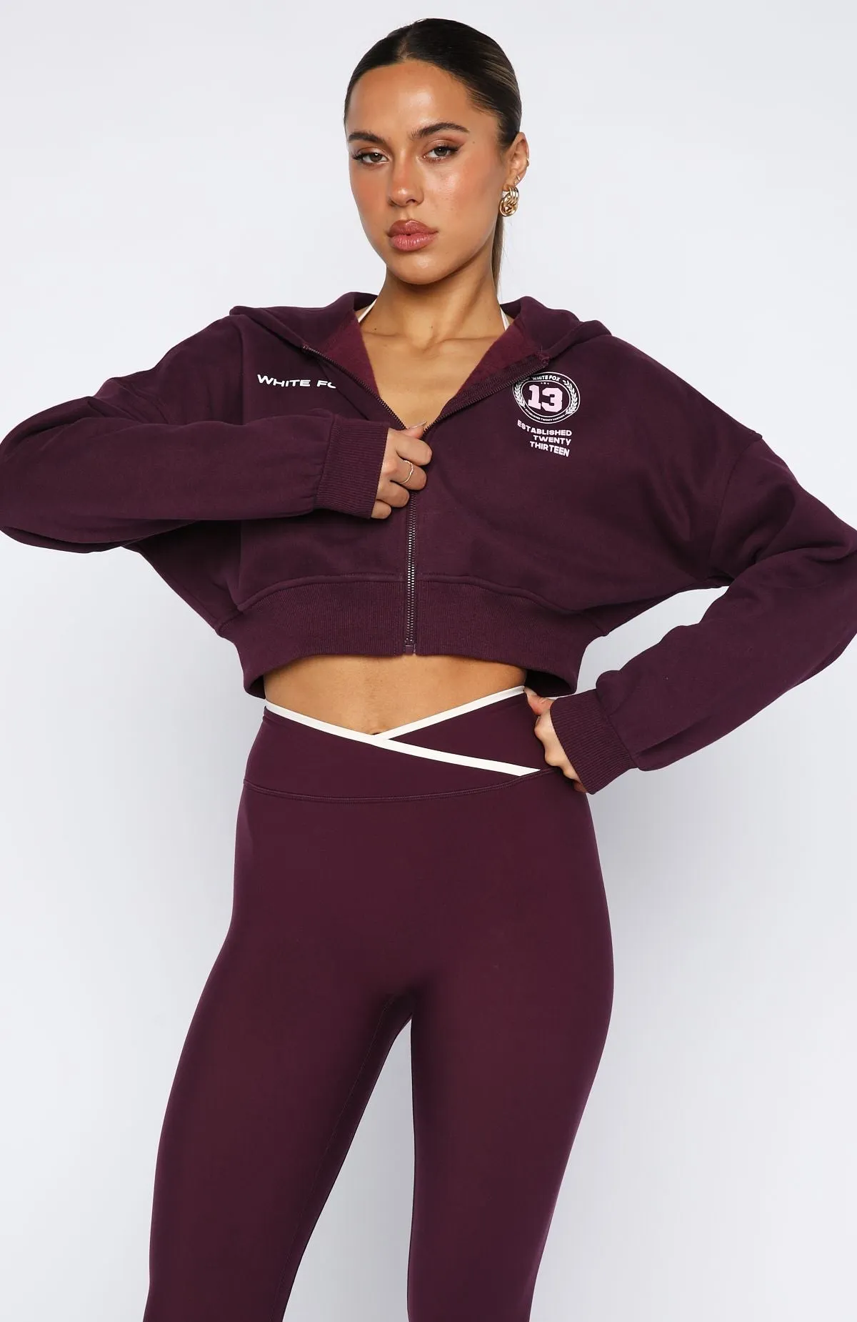 Love For The Game Cropped Zip Hoodie Plum sold by White Fox Boutique product image thumbnail 2