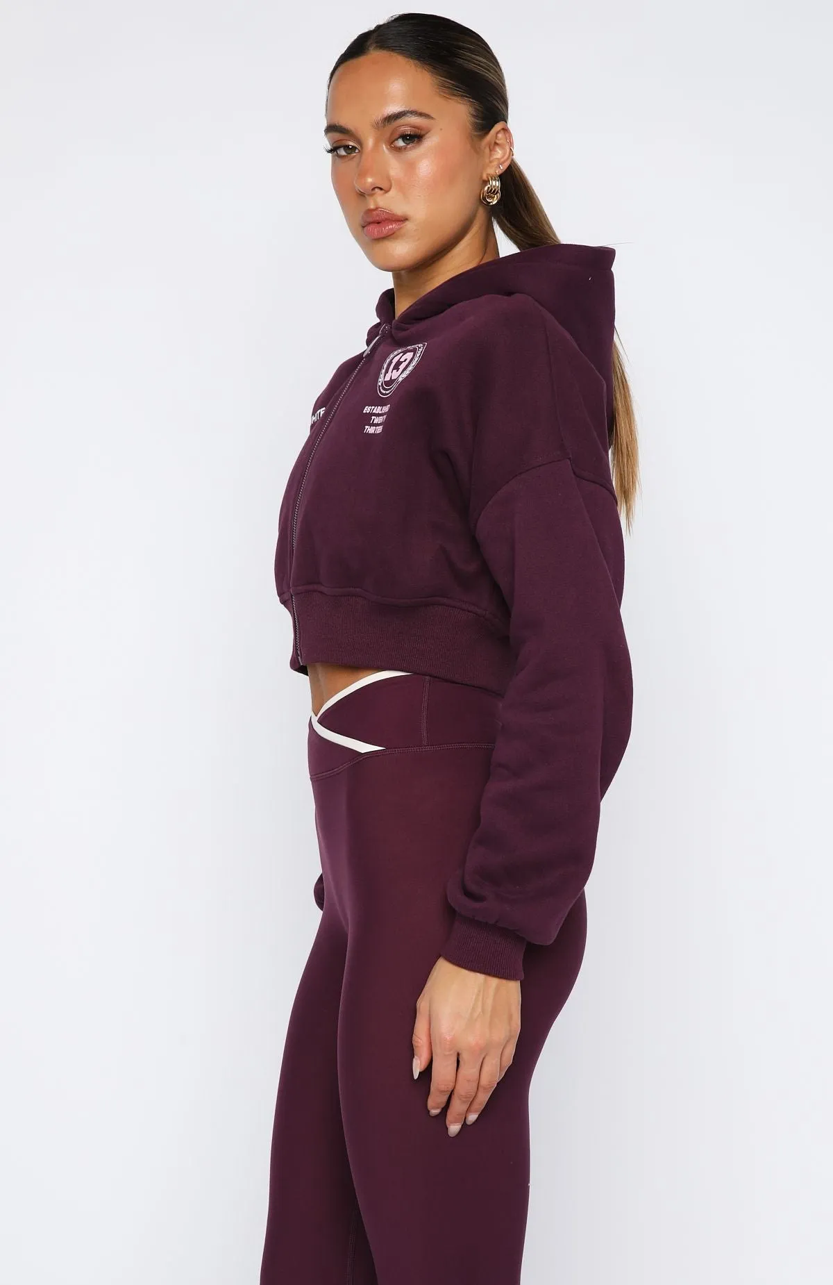 Love For The Game Cropped Zip Hoodie Plum sold by White Fox Boutique product image thumbnail 3