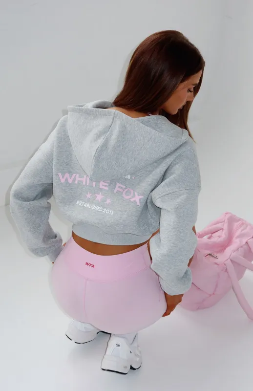 Love For The Game Cropped Zip Hoodie Dark Grey Marle sold by White Fox Boutique