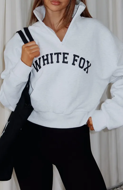 Let The Bells Ring Cropped Quarter Zip Sweater Grey Marle sold by White Fox Boutique