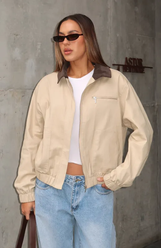 It's My Boyfriend's Jacket Sand sold by White Fox Boutique