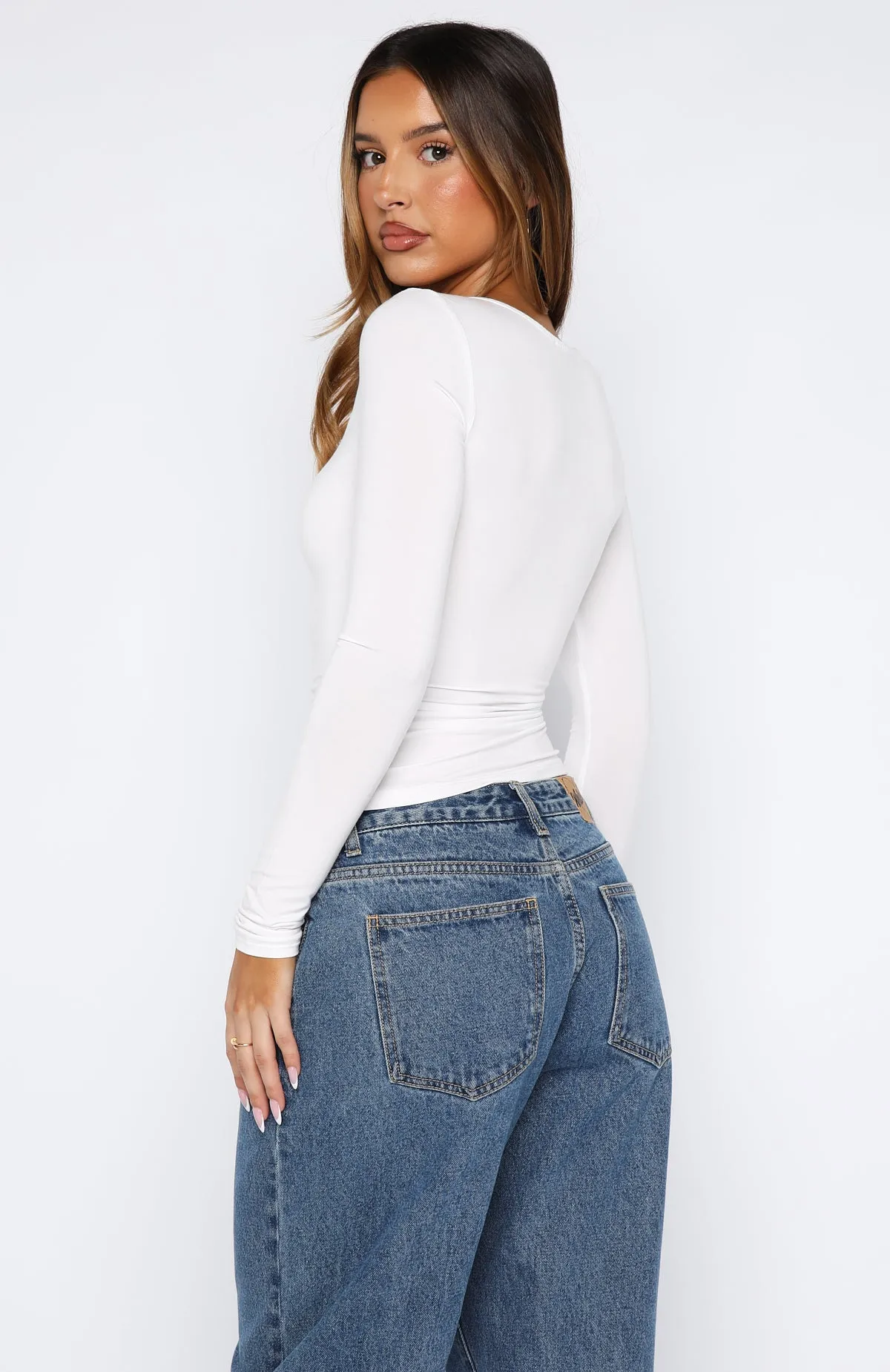 Whisper To You Long Sleeve Top White sold by White Fox Boutique product image thumbnail 4