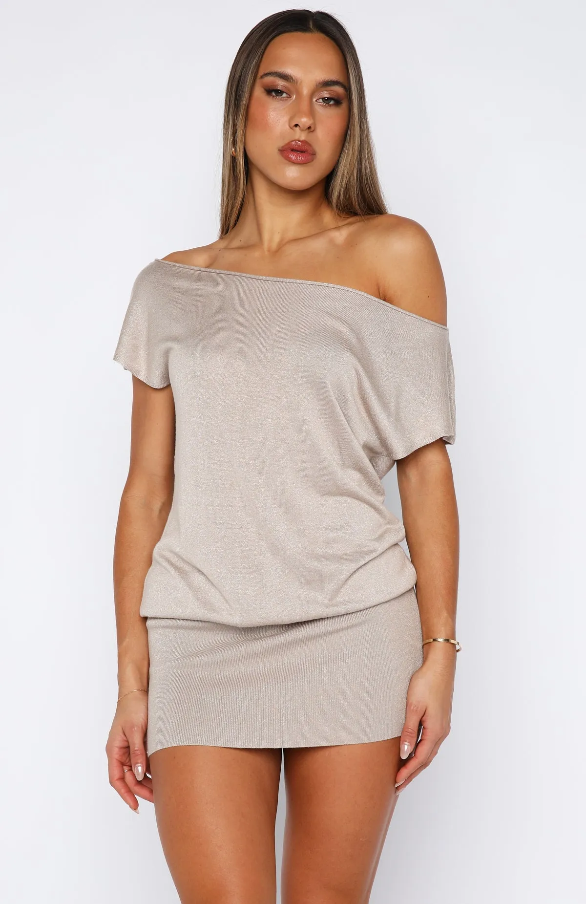 Following My Instincts Mini Dress Champagne sold by White Fox Boutique product image thumbnail 3