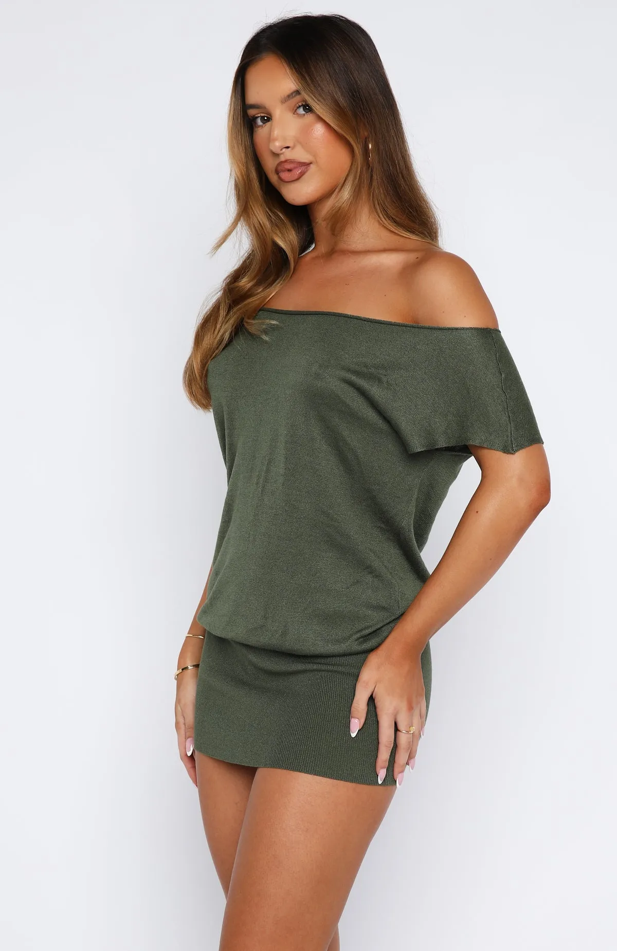 Following My Instincts Mini Dress Olive sold by White Fox Boutique product image thumbnail 3