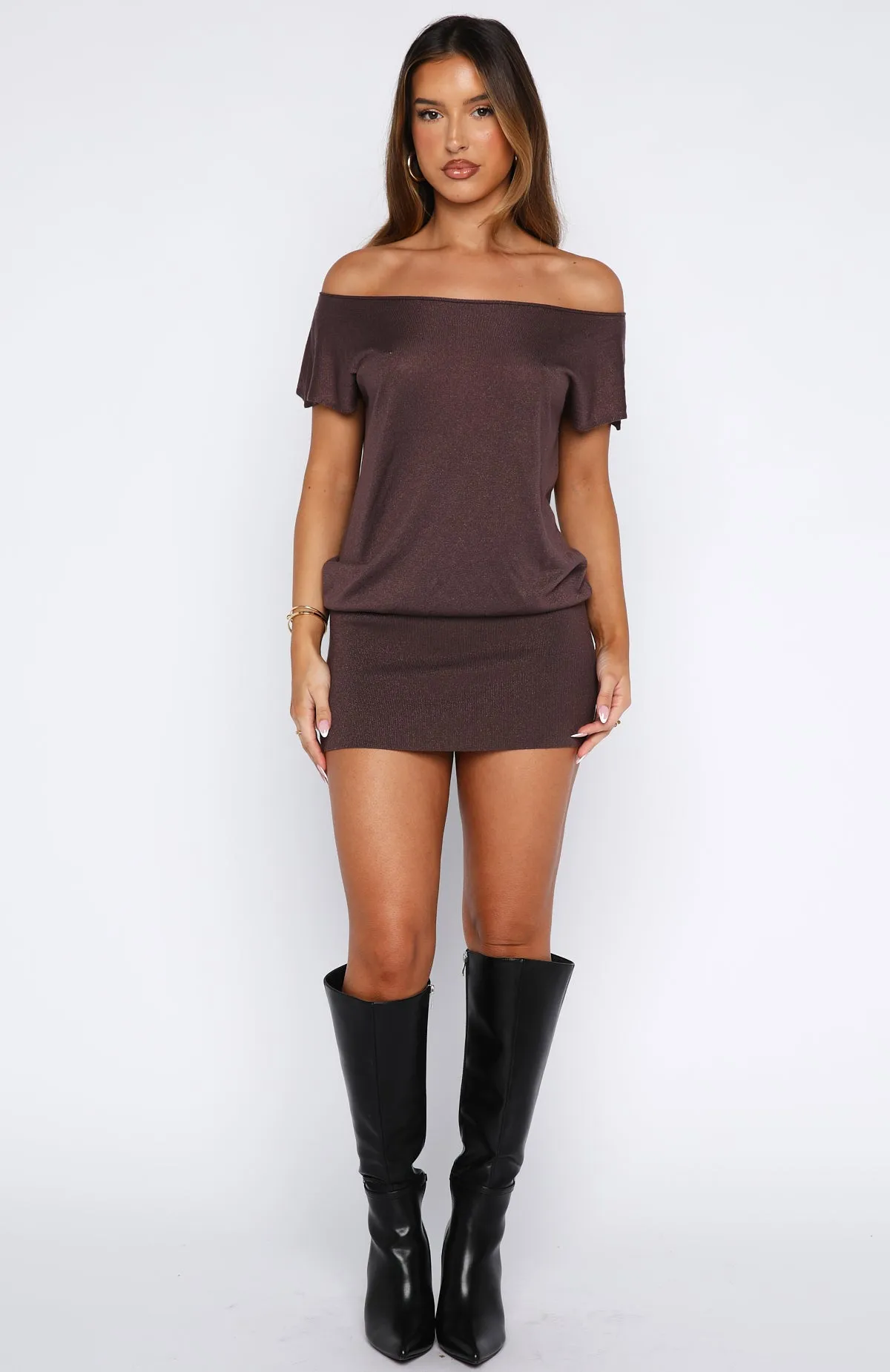 Following My Instincts Mini Dress Chocolate sold by White Fox Boutique product image thumbnail 5