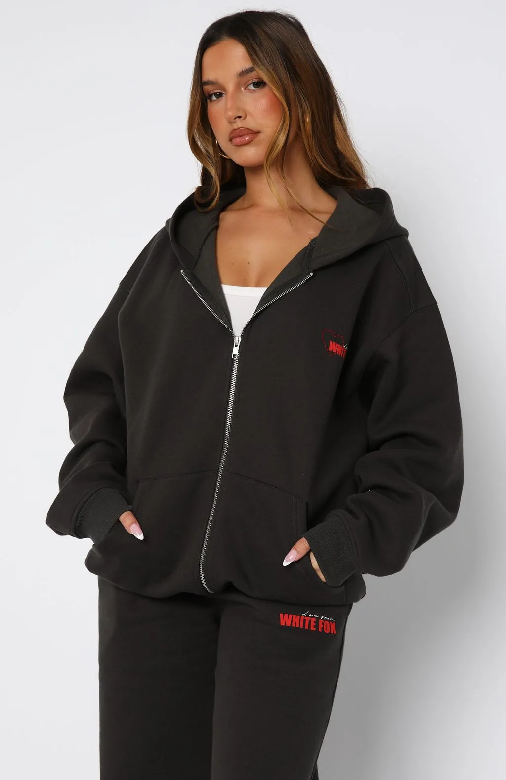 Best You've Ever Had Zip Front Hoodie Charcoal sold by White Fox Boutique product image thumbnail 5