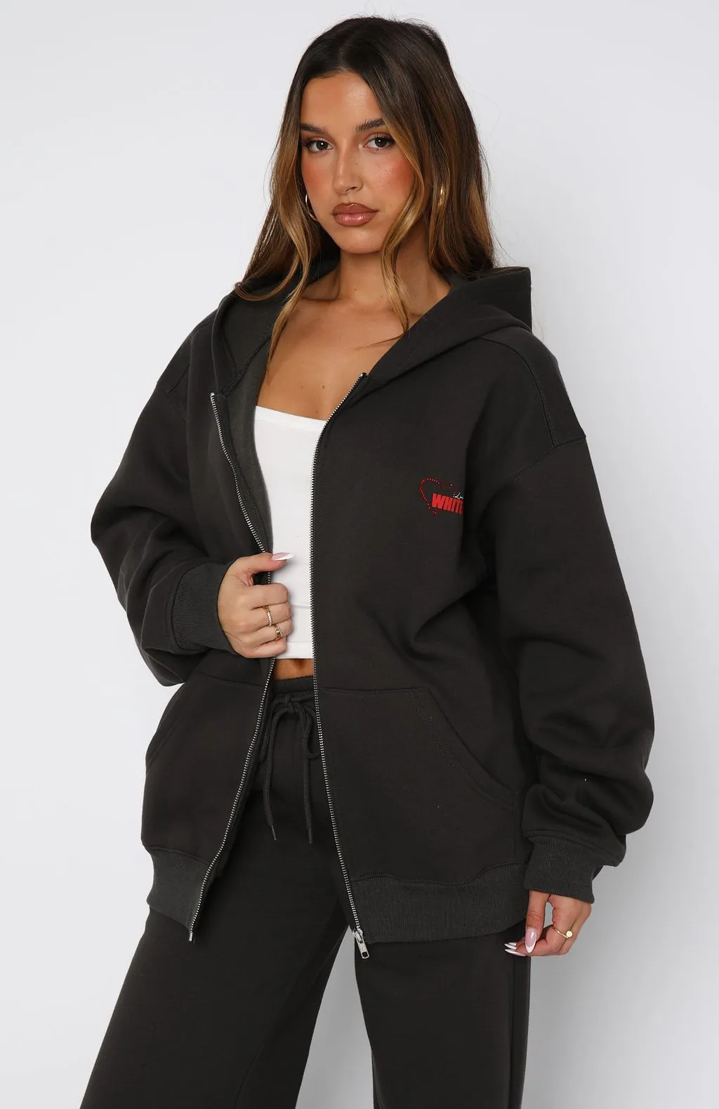 Best You've Ever Had Zip Front Hoodie Charcoal sold by White Fox Boutique product image thumbnail 2