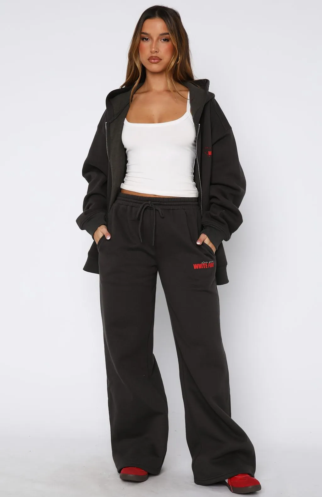 Best You've Ever Had Wide Leg Sweatpants Charcoal sold by White Fox Boutique product image thumbnail 2