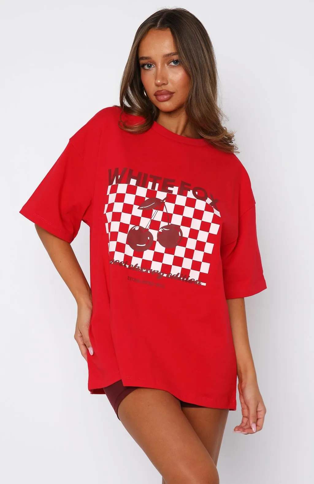Sweet Cherry Edition Oversized Tee Red sold by White Fox Boutique product image thumbnail 2