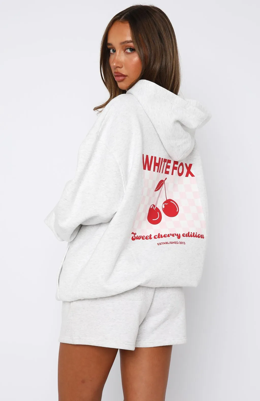 Sweet Cherry Edition Oversized Hoodie Grey Marle sold by White Fox Boutique product image thumbnail 4