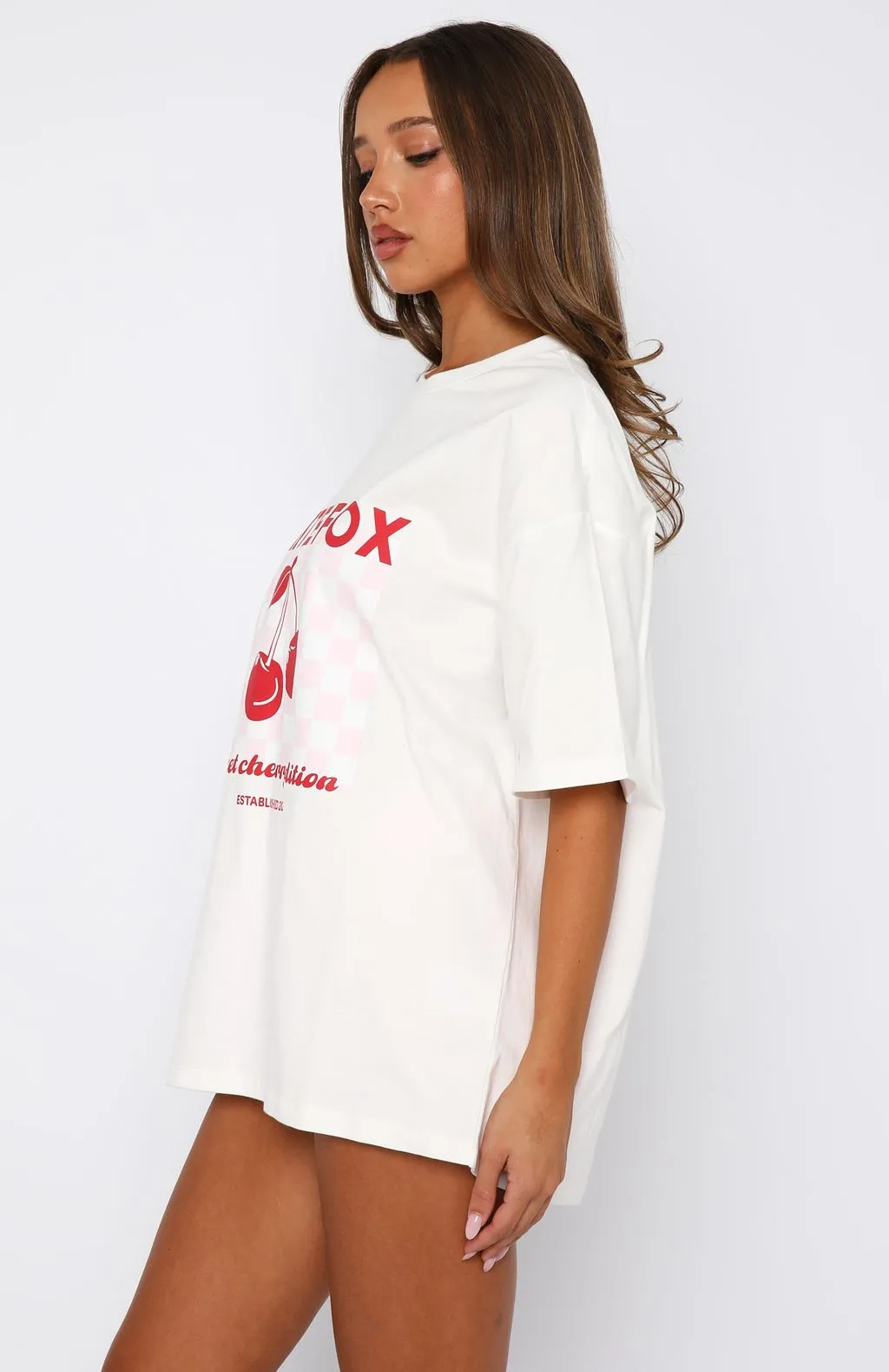 Sweet Cherry Edition Oversized Tee White sold by White Fox Boutique product image thumbnail 3