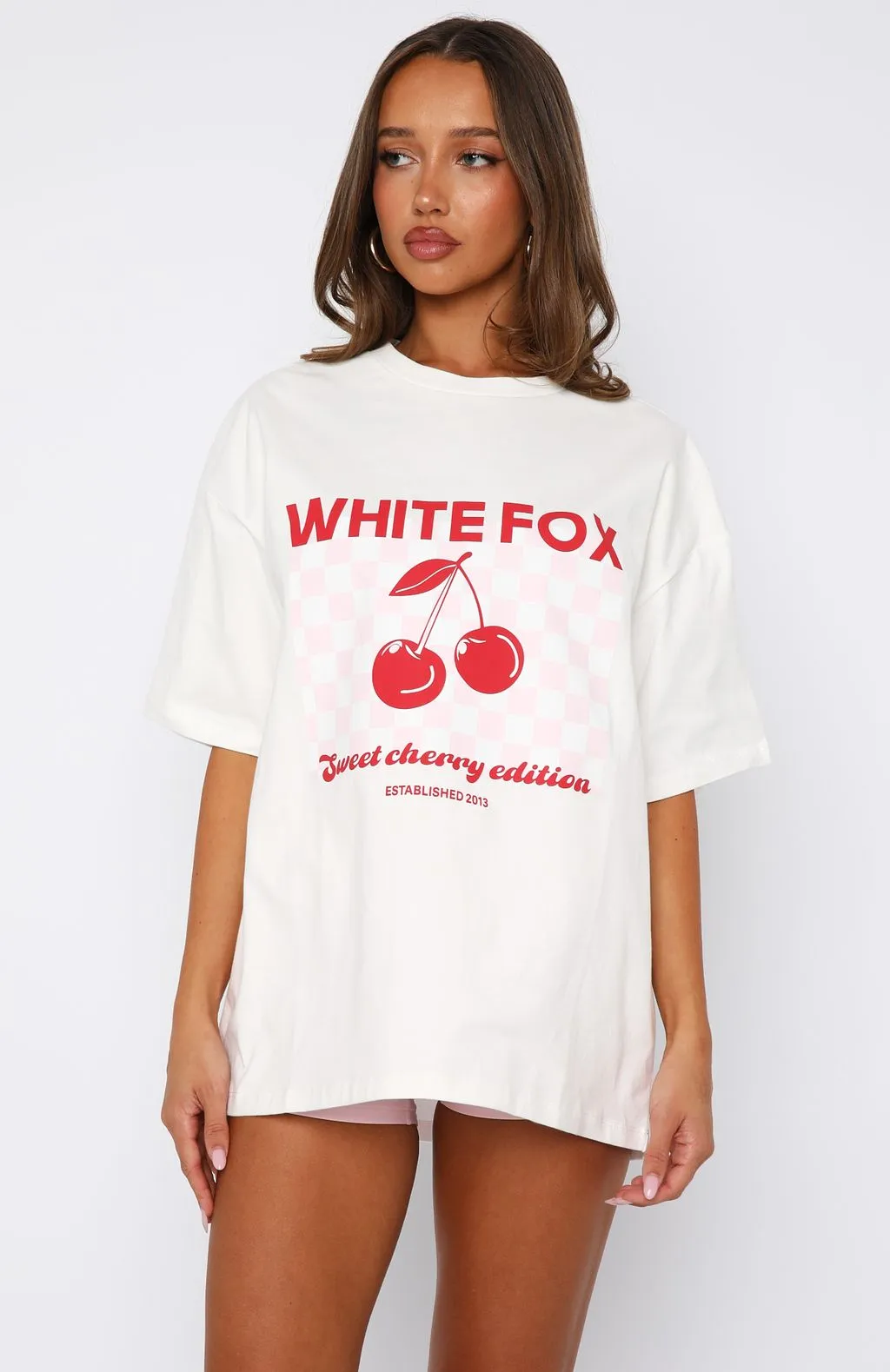 Sweet Cherry Edition Oversized Tee White sold by White Fox Boutique product image thumbnail 2