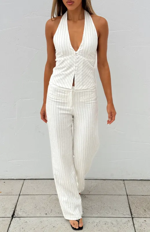 I Don't Compete Straight Leg Pants White sold by White Fox Boutique