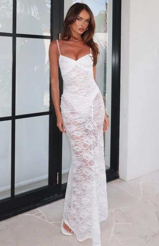 Tell Me I'm Pretty Lace Maxi Dress White made by White Fox Boutique