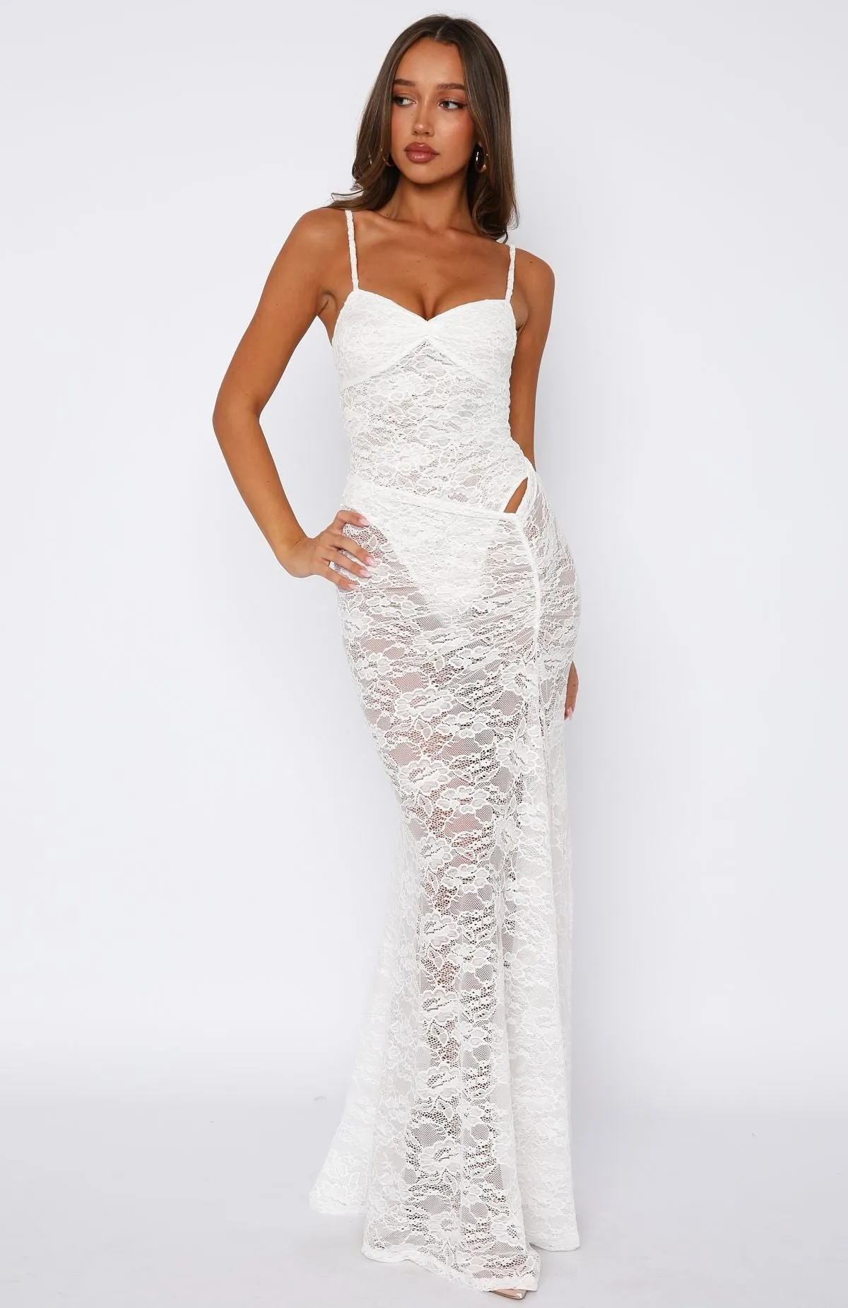 Tell Me I'm Pretty Lace Maxi Dress White sold by White Fox Boutique product image thumbnail 2