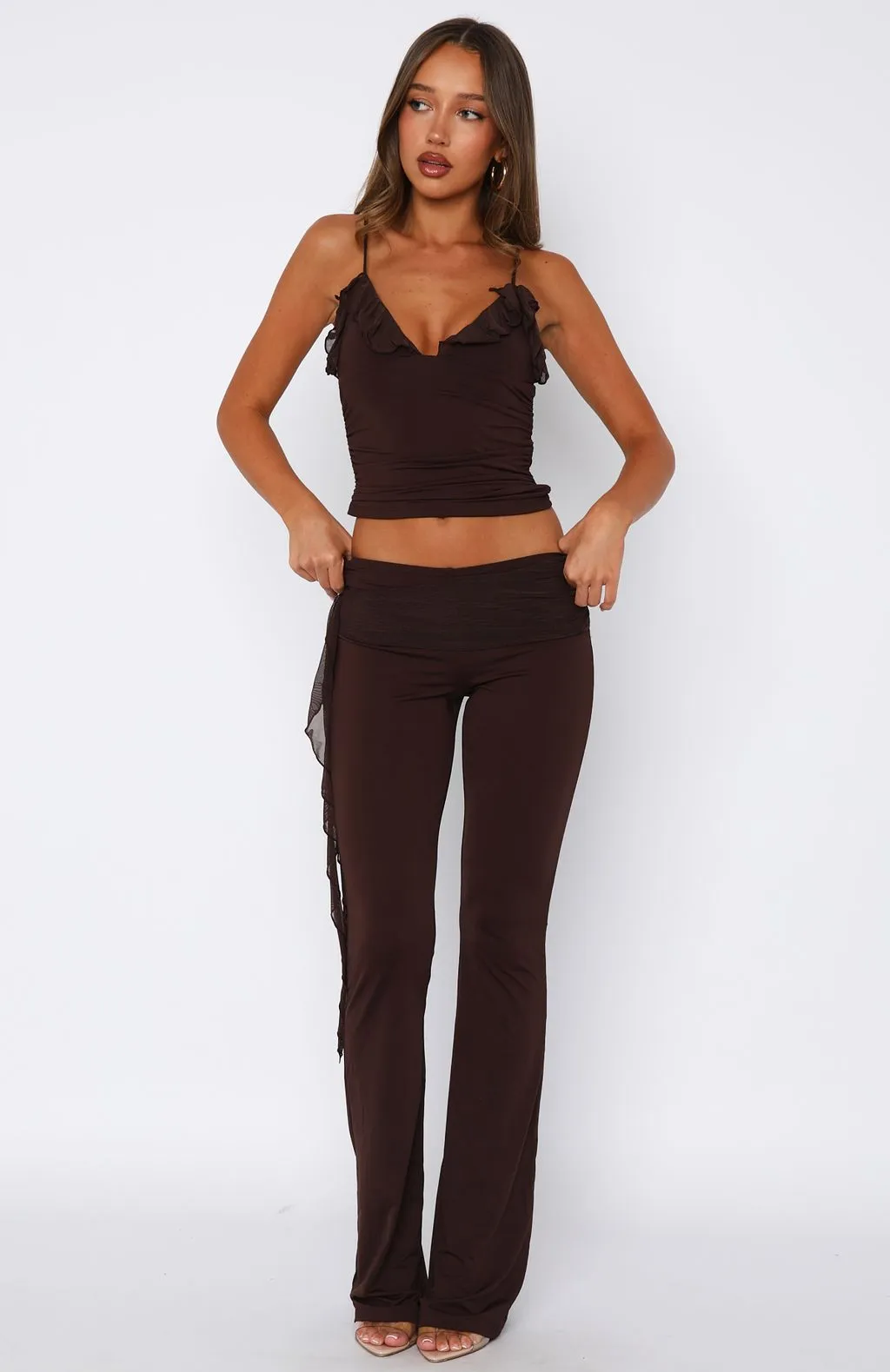 Midnight Tango Pants Chocolate sold by White Fox Boutique product image thumbnail 2
