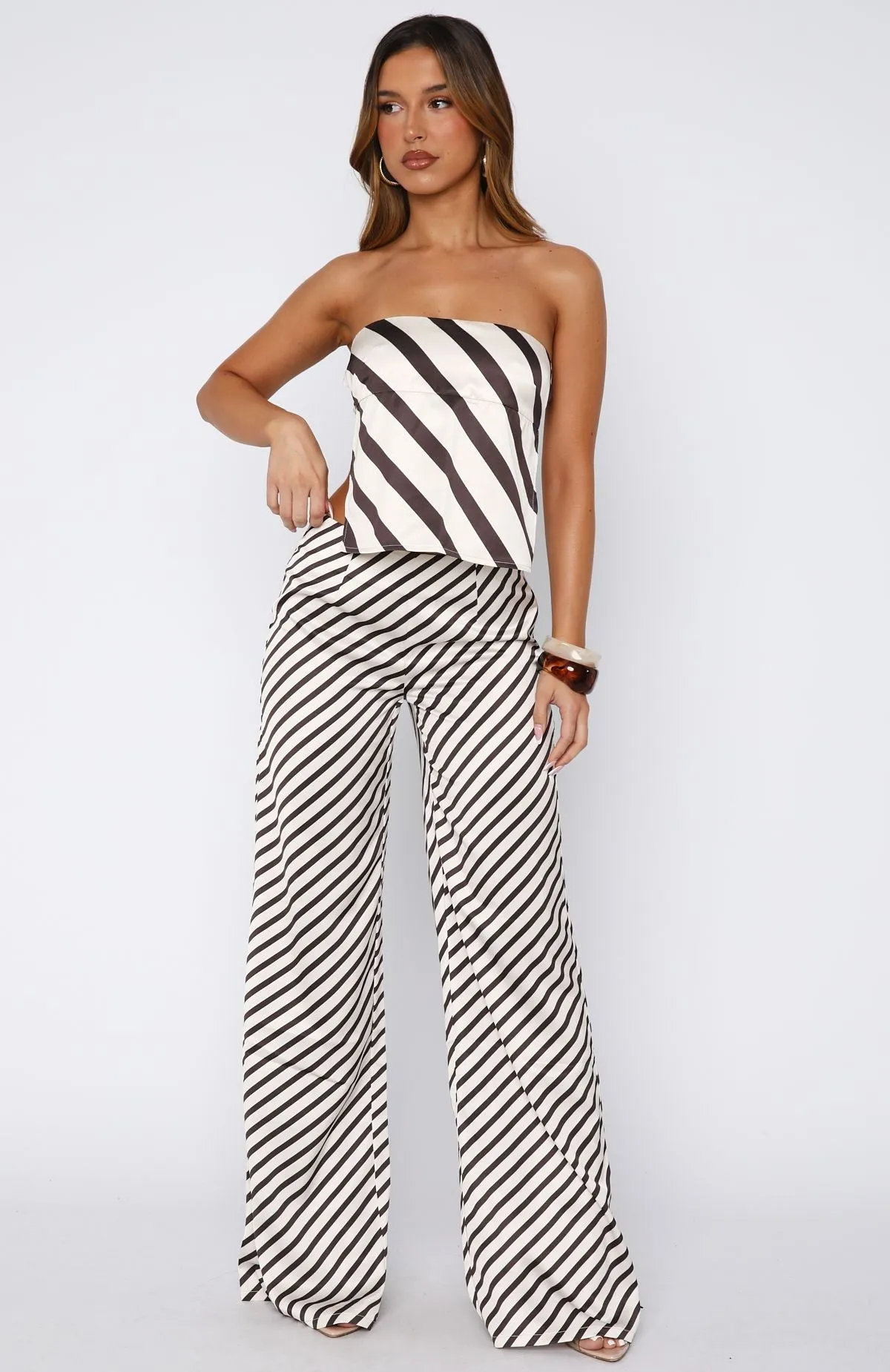 Can't Let Go Pant Ecru/Choc Stripe sold by White Fox Boutique product image thumbnail 2