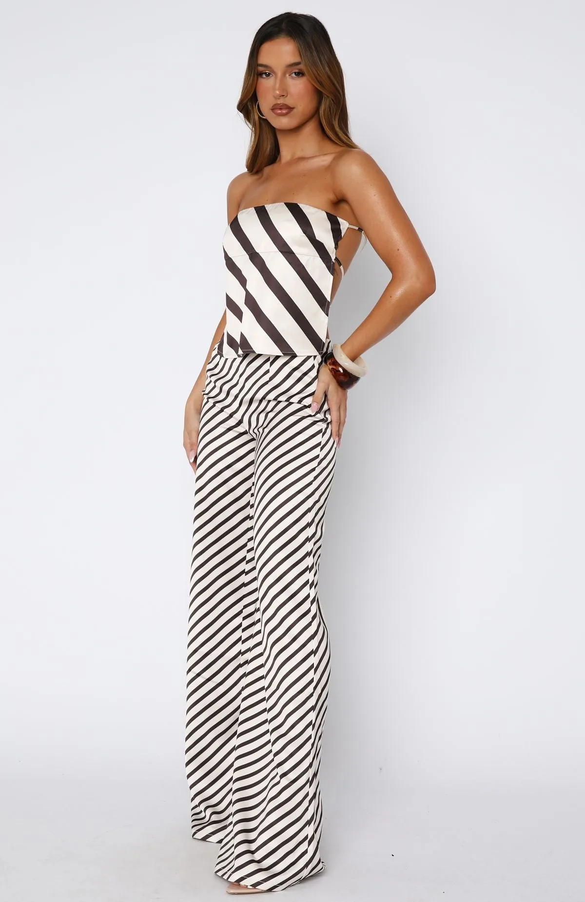 Can't Let Go Pant Ecru/Choc Stripe sold by White Fox Boutique product image thumbnail 3