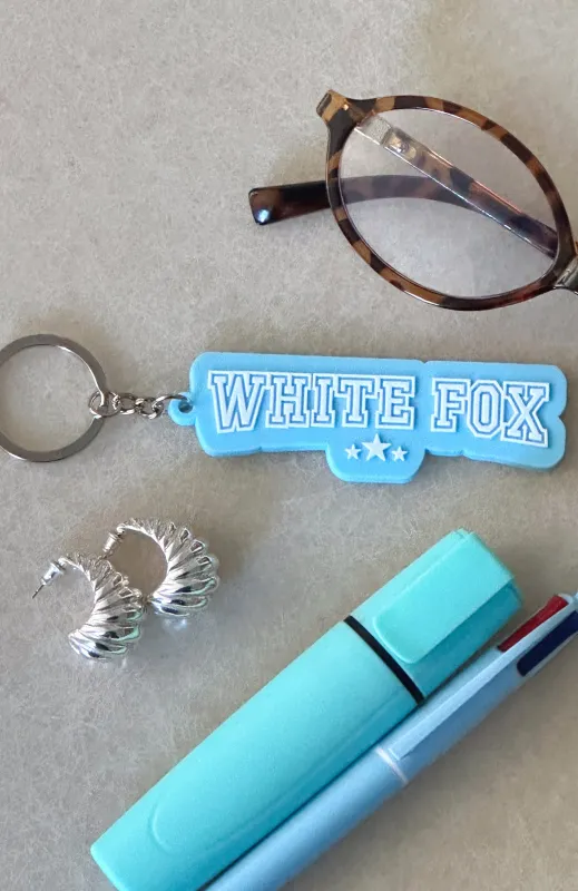 Social Season Keychain Blue/White sold by White Fox Boutique