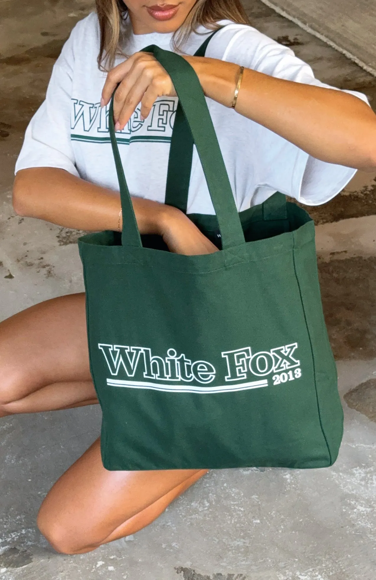 No Hesitation Tote Bag Forest Green/White sold by White Fox Boutique