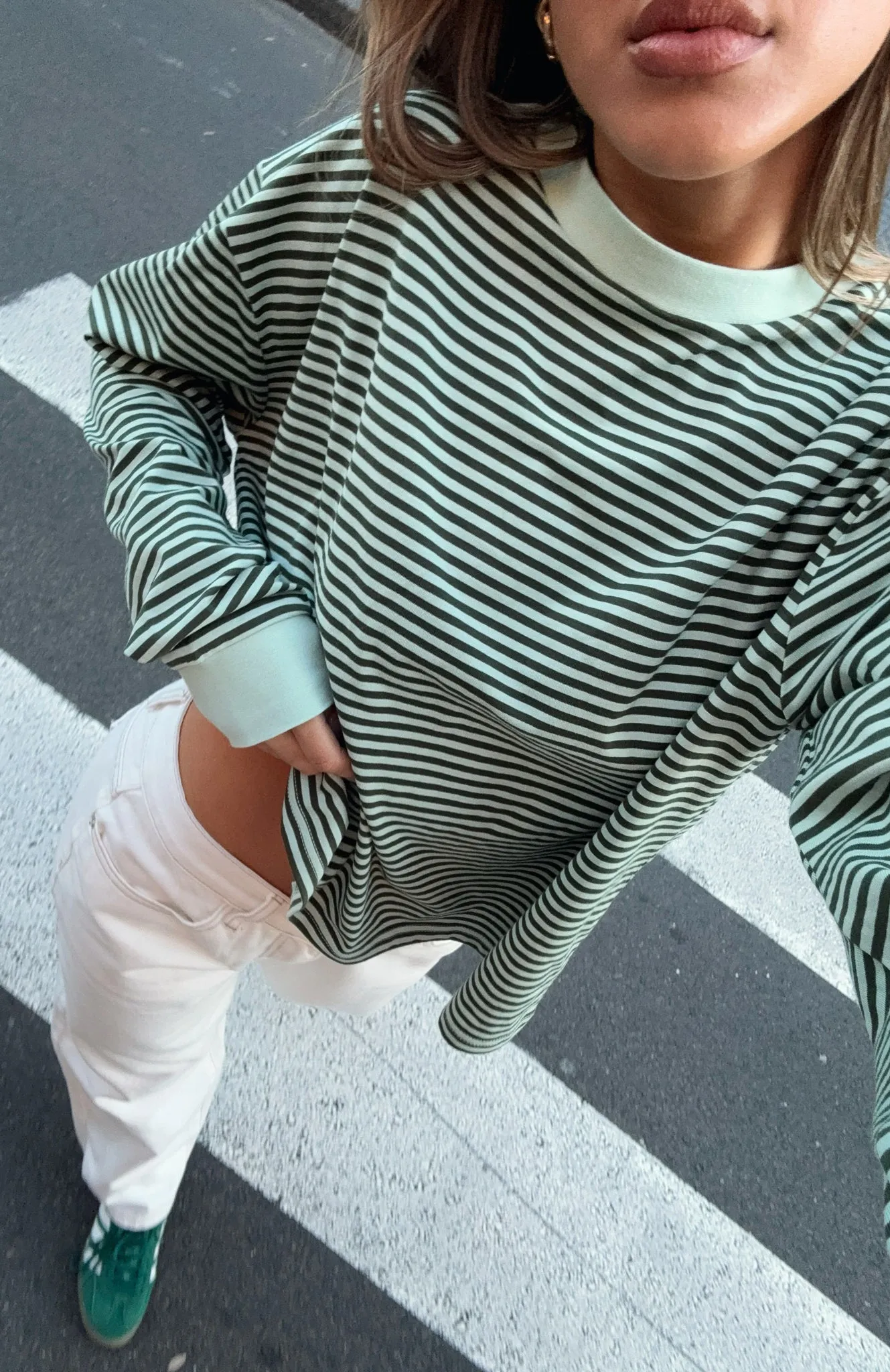 Touchdown Long Sleeve Tee Green Stripe sold by White Fox Boutique