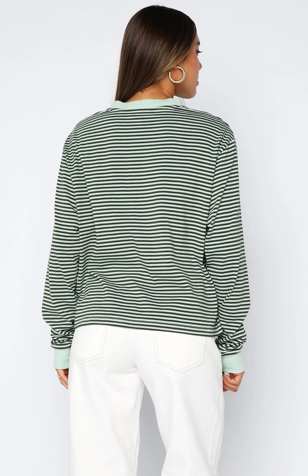 Touchdown Long Sleeve Tee Green Stripe sold by White Fox Boutique product image thumbnail 4