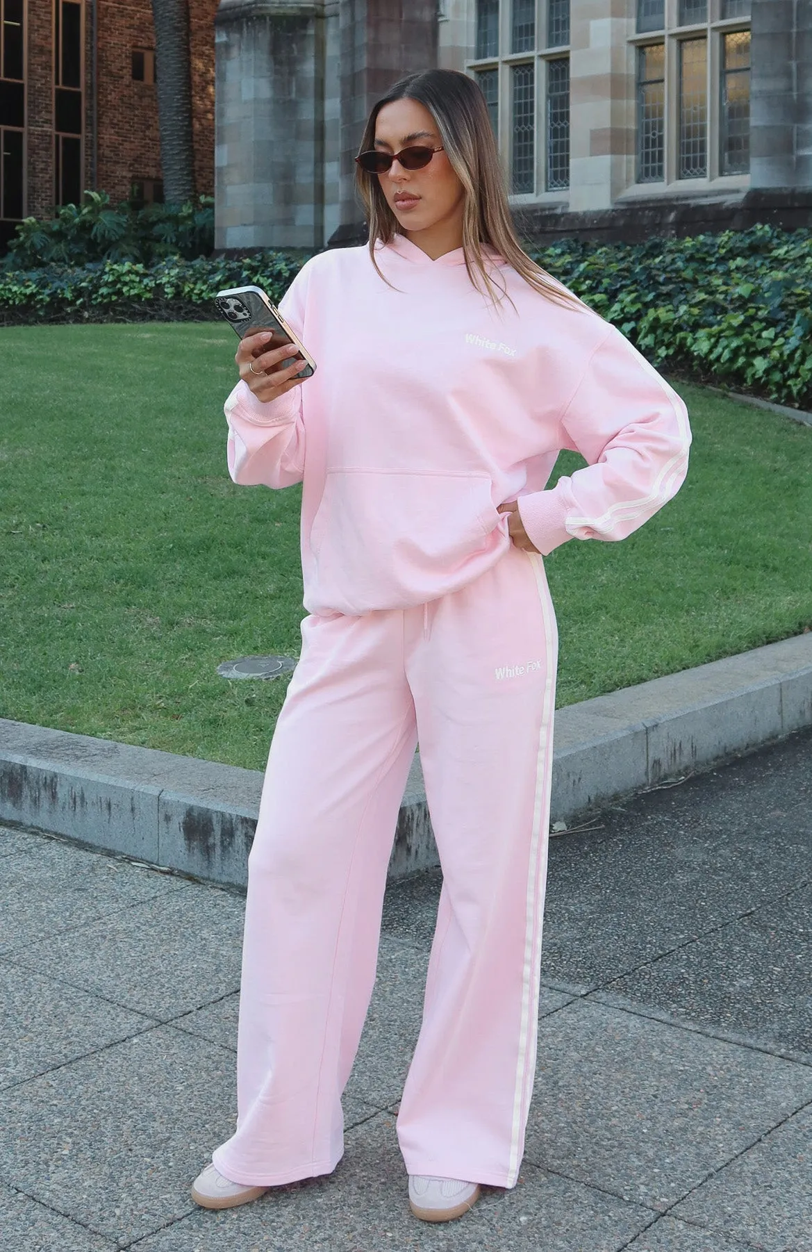 Star Student Wide Leg Sweatpants Pink sold by White Fox Boutique