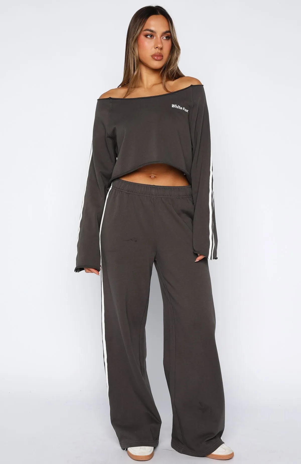 Star Student Wide Leg Sweatpants Charcoal sold by White Fox Boutique product image thumbnail 2