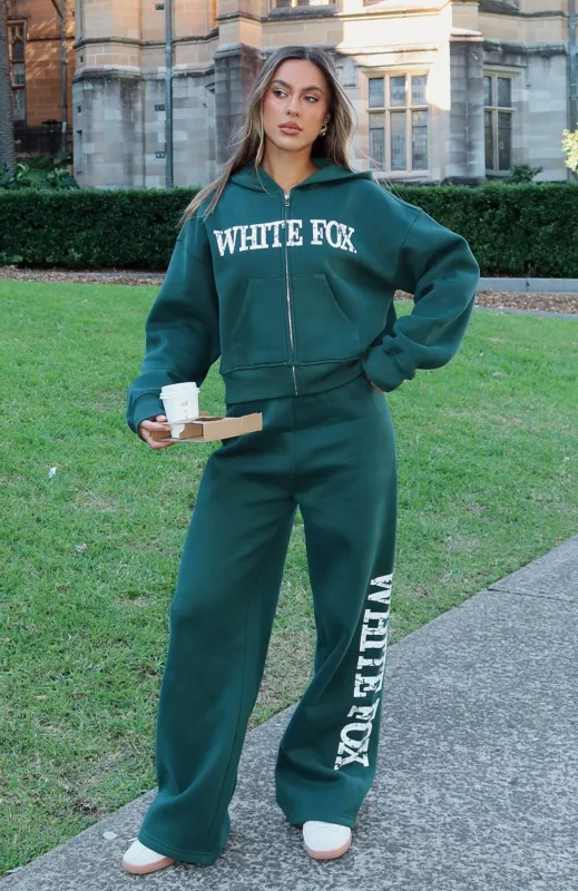 Brand New Start Wide Leg Sweatpants Forest Green made by White Fox Boutique