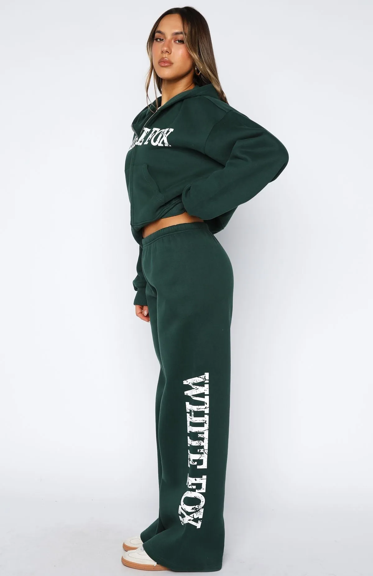 Brand New Start Wide Leg Sweatpants Forest Green sold by White Fox Boutique product image thumbnail 3